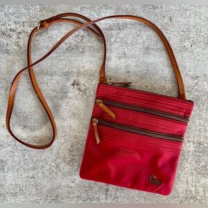 Dooney & Bourke Red North South Triple Zip Nylon Crossbody Bag